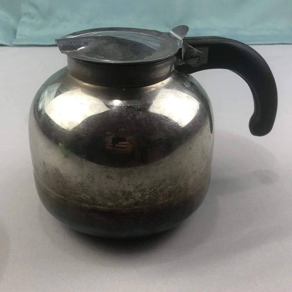 VTG Stainless Steel Chicago NICRO Coffee Pot Model 500 Round MCM Bakelite Handle
